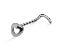 Hollow Heart S316L Curved Nose Stud SSNSKB-1009